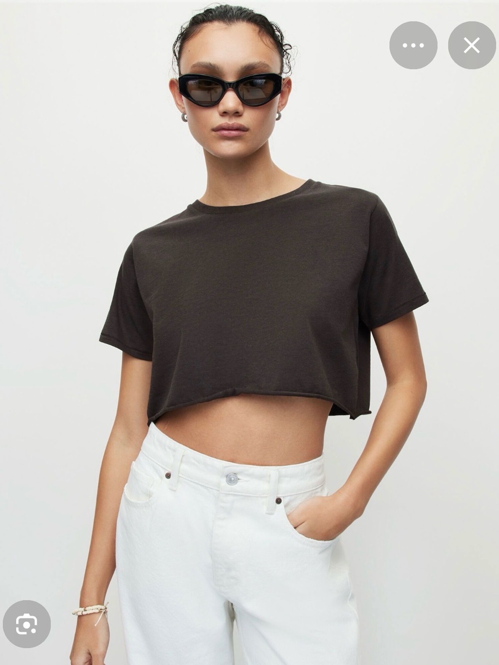 Soph Cropped Crewneck Tee - Charcoal / Washed Black